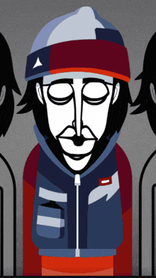 a cartoon drawing of a man with a beard wearing a beanie