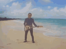 Scared Running In The Beach GIF