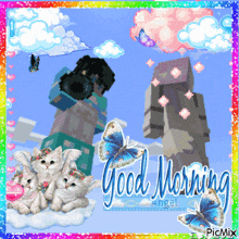 a good morning card with a rainbow frame