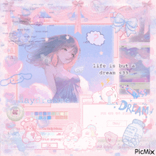 a picture of a girl and the words life is but a dream