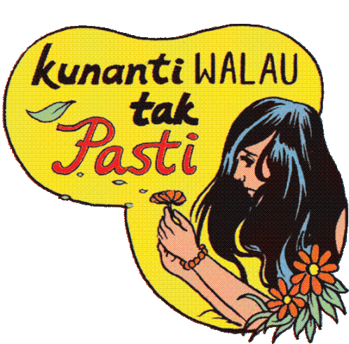 Woman With Flowers Saying I'Ll Wait For You Forever Sticker - Moms Prayerson The Road Kunanti Walau Tak Pasti Sad Stickers