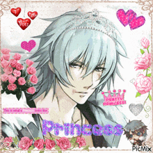 a picture of a boy wearing a tiara with the word princess written on it