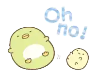 a cartoon of a penguin and a cookie with the words oh no written above them