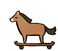 a drawing of a horse on a skateboard