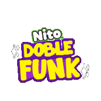 a purple and yellow logo for nito doble funk with a white background