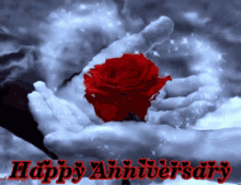 happy anniversary heart flower rose hands