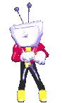 a pixel art of a cartoon character with a television head and boxing gloves .