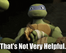 a picture of a teenage mutant ninja turtle with the words that 's not very helpful
