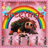 a picture of a rainbow and the words greetings
