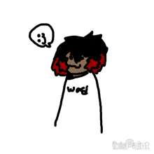 a drawing of a person wearing a white shirt with the word wag on it