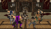 a group of video game characters are dancing together