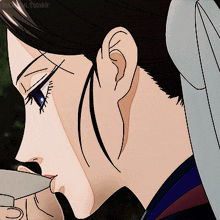 a close up of a woman 's face with a watermark that says tumblr
