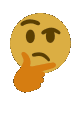 a thinking emoji with a hand on its chin and a finger on its mouth .