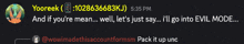 a screenshot of a text message between yooreek and wowimadethisaccountformsm