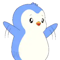a cartoon of a blue and white penguin with the word igu on the bottom