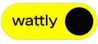a yellow button that says wattly with a black circle in the middle