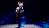 a person with a pig mask on their head