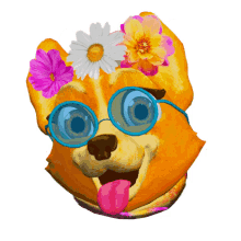 cogi happy dog dog with glasses dog wearing flower nickelodeon