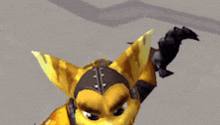 a close up of a cartoon character 's face with a smile on his face .