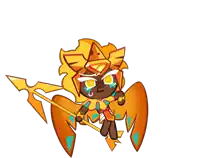 a cartoon character with wings is holding a spear and crying