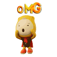 a cartoon character with a cape and the word omg behind him