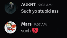 a screenshot of a text message between agent and mars at 9:06 am