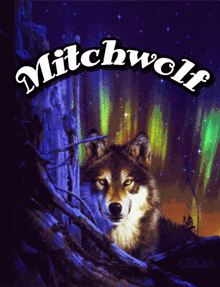 a painting of a wolf and the word mitchwolf