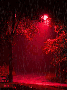 lluvia roja raining street light street lamp