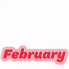 the word february is on a white background