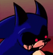 a close up of a sonic the hedgehog with red eyes .