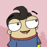 a cartoon of a boy with big eyes and a smile on his face