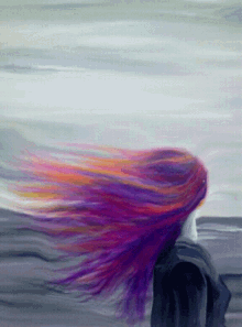 windy hair colorful beautiful art
