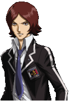 a pixel art drawing of a man in a suit and tie with the letter i on his chest