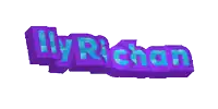 the word lily richan is written in purple and blue on a white background