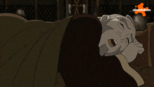 a cartoon of a man sleeping with nickelodeon written on the bottom
