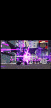 a purple light is coming out of a person 's mouth