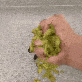 a person is holding a toy kiwi in their hand