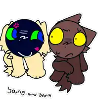 a drawing of a dog and a cat with the words yang and dank written on the bottom