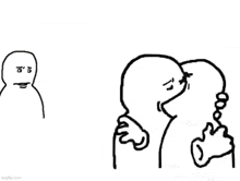 a black and white drawing of two people kissing each other while a man looks on .