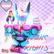 a picture of a cartoon character with the words " trans rights " on the bottom