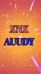 xnx auudy is written in blue letters on a bright orange background
