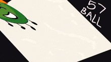 a cartoon drawing of a green leaf with the word green written on the corner