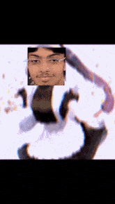 a picture of a man with glasses and a maid costume
