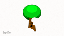 a cartoon drawing of a tree with a green top