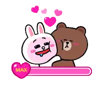 a cartoon of a bear and a rabbit with a max heart