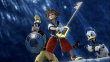 Sora Donald And Goofy Go Into Battle Kingdom Hearts GIF