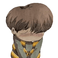 a cartoon drawing of a boy with a butterfly on his head
