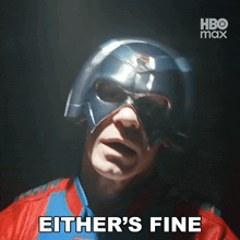 a man in a superhero costume says either 's fine in a dark room