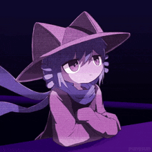a drawing of a cat wearing a purple hat and a scarf with the word pungsun at the bottom
