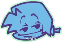 a drawing of a person 's face with the word yeah written below it